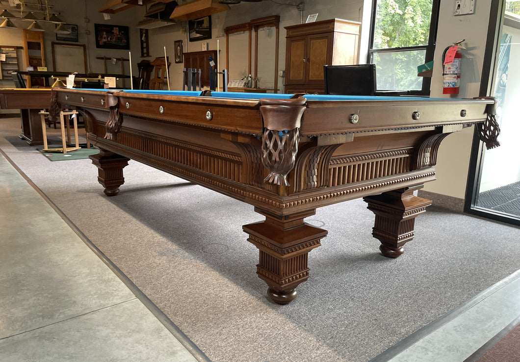 Restoration of a beautiful 1880's Jewel pool table. Read the story of this antique table