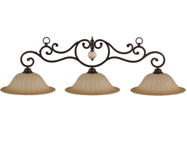 HJ Scott Wrought Iron Rustic Billiard Light - Fluted Glass Shade Light LP-DS60