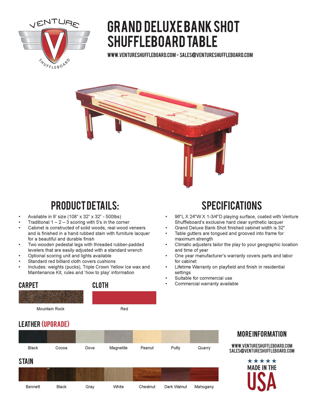 Grand Deluxe Bank Shot Shuffleboard Table