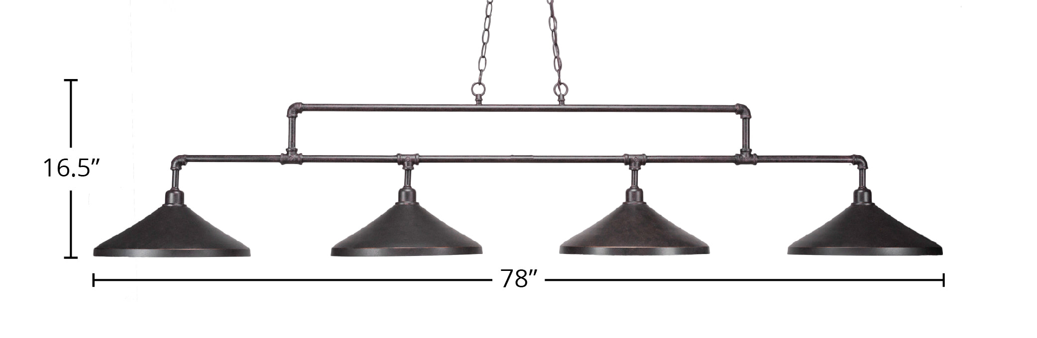 Toltec Lighting 334-DG-422 Vintage 4 Light Bar, Dark Granite Finish