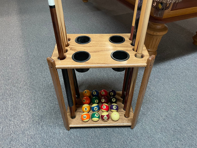 Used 8 cue and accessories floor rack