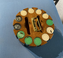 Wooden poker chip carousel with poker chips