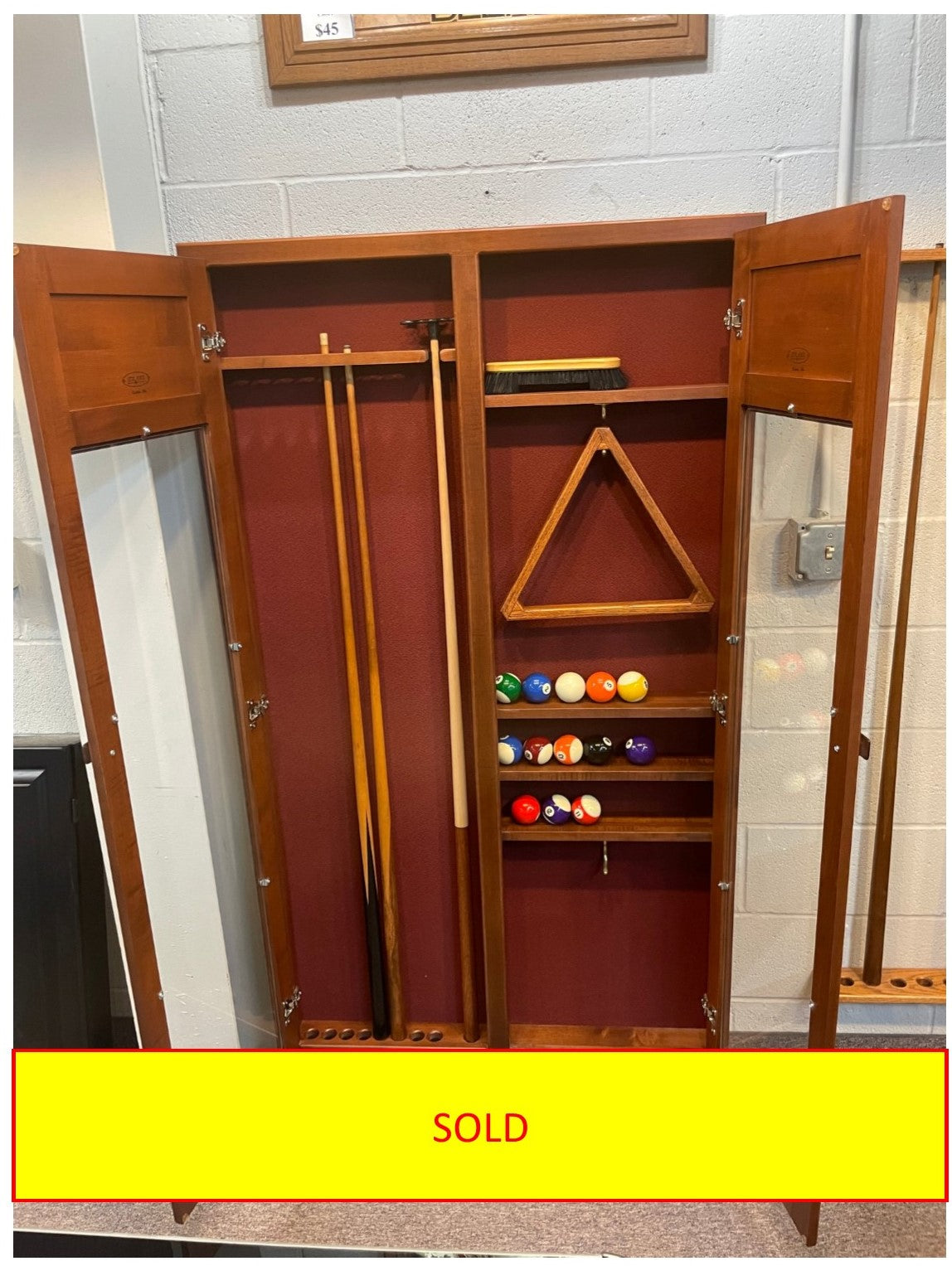 Used Maple Supply Combo Cabinet w/ raised panel doors.