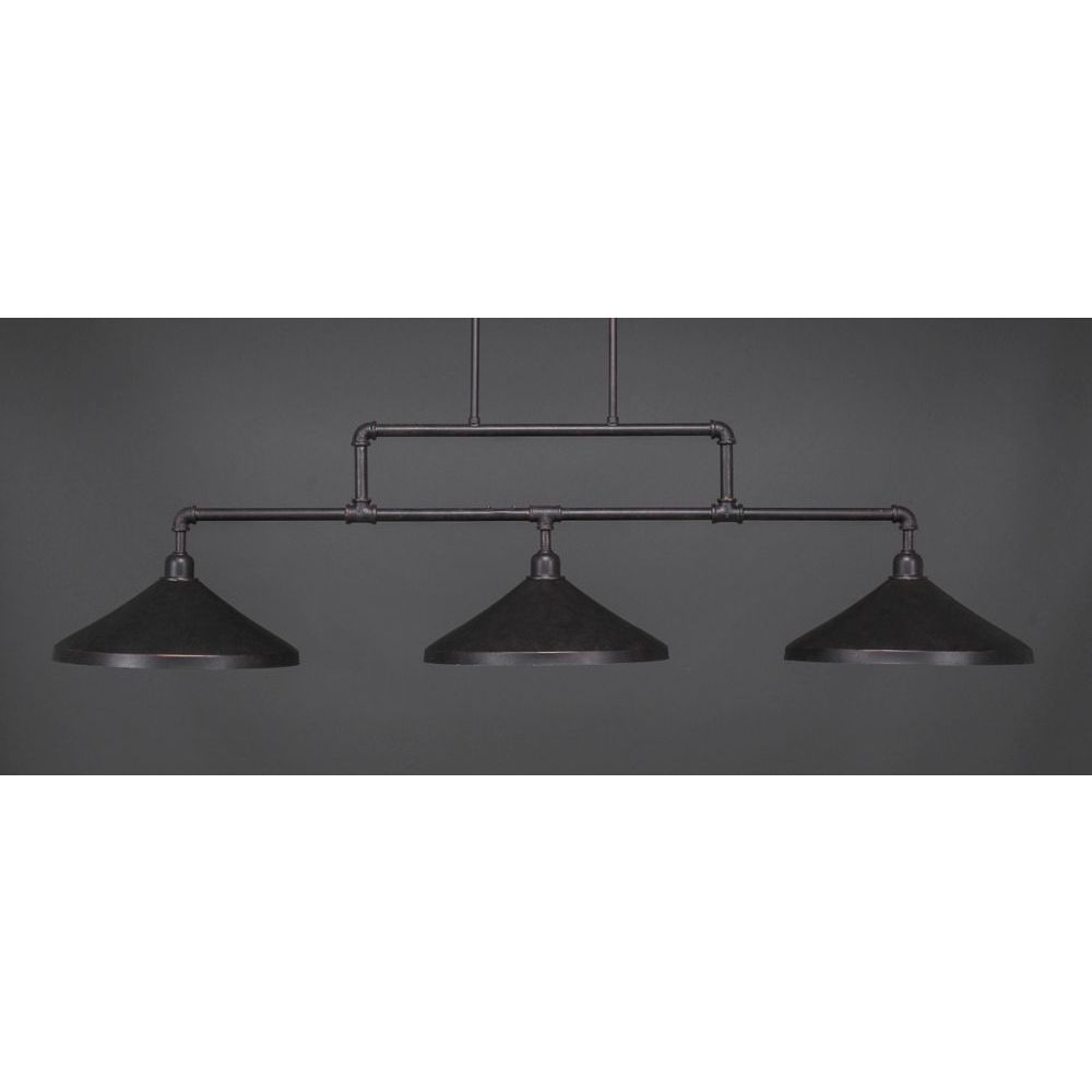 Toltec 3 Light in Dark Granite W/ Metal Shades