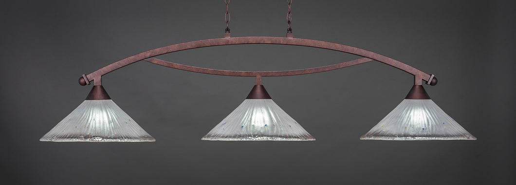 Toltec Bow 3 Light Bronze With Frosted Glass