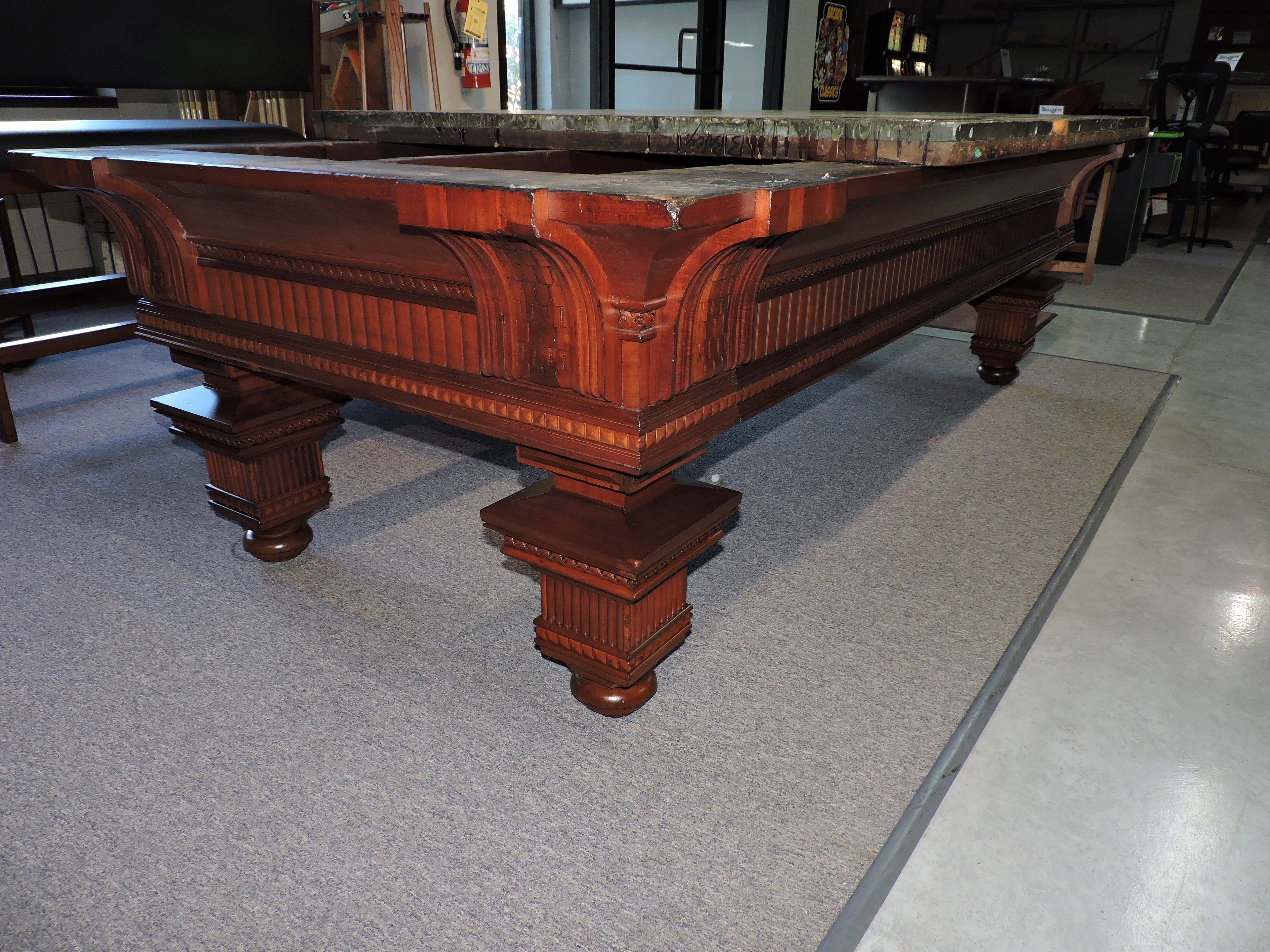 Restoration of a beautiful 1880's Jewel pool table. Read the story of this antique table