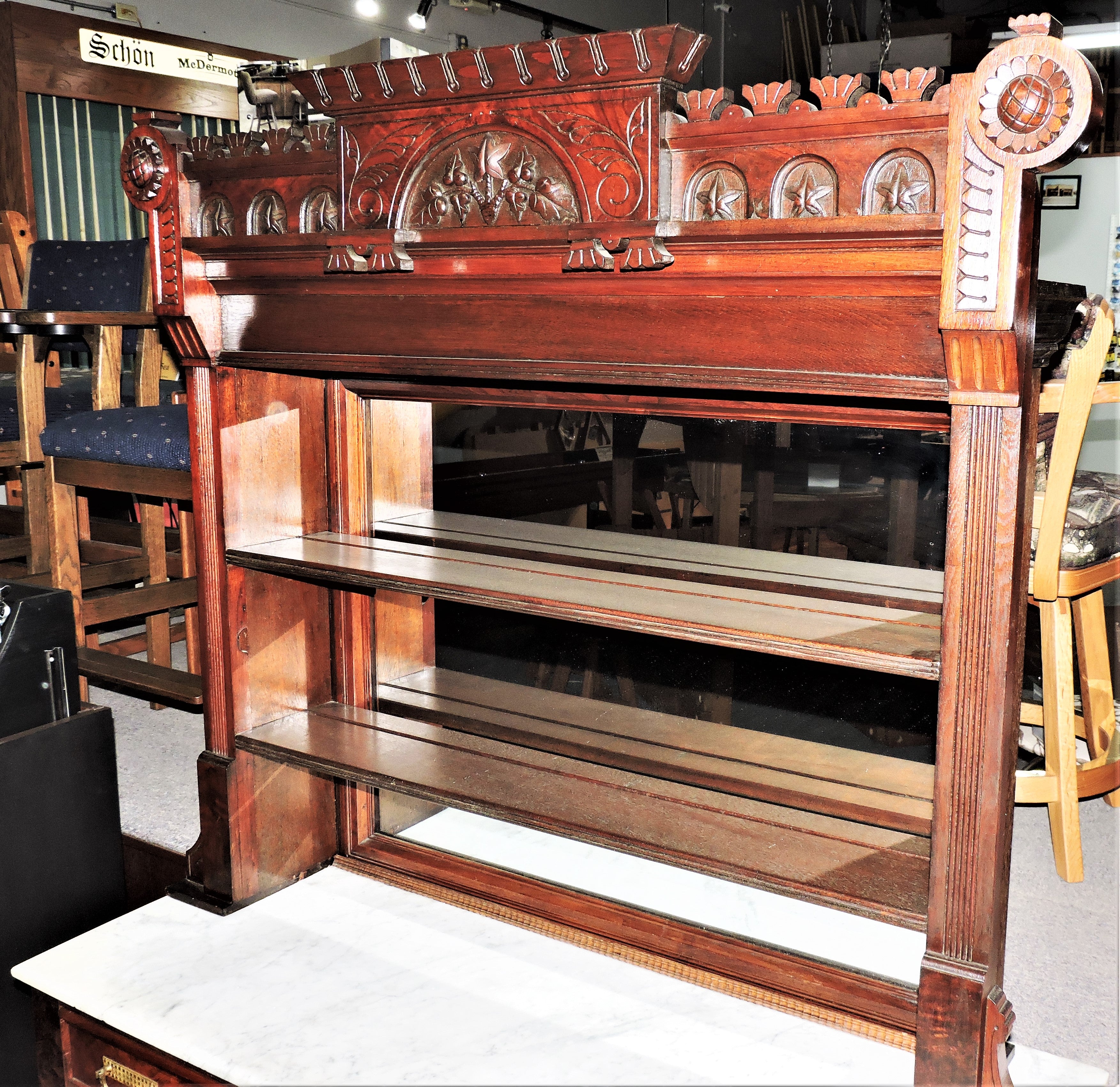 Walk up bar and buffet with mirrored back