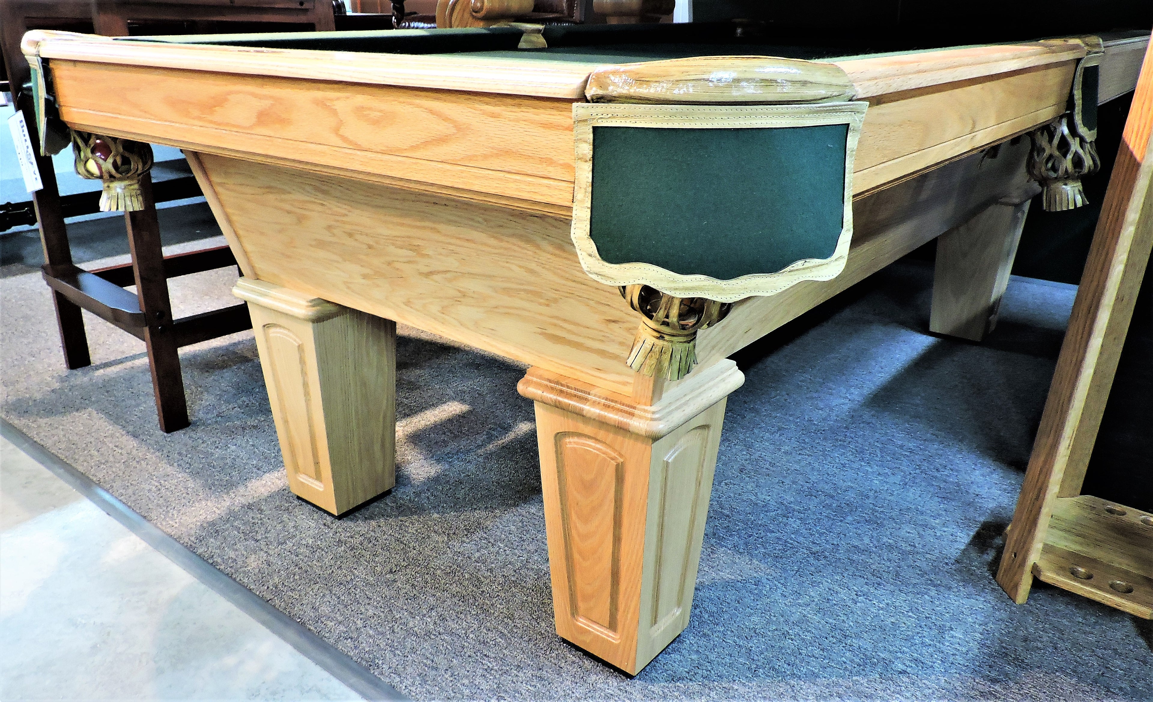 T.C.NAZ oak pool table from our showroom special sale.