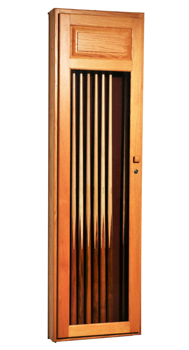 Cue cabinet w/ raised panel & glass door