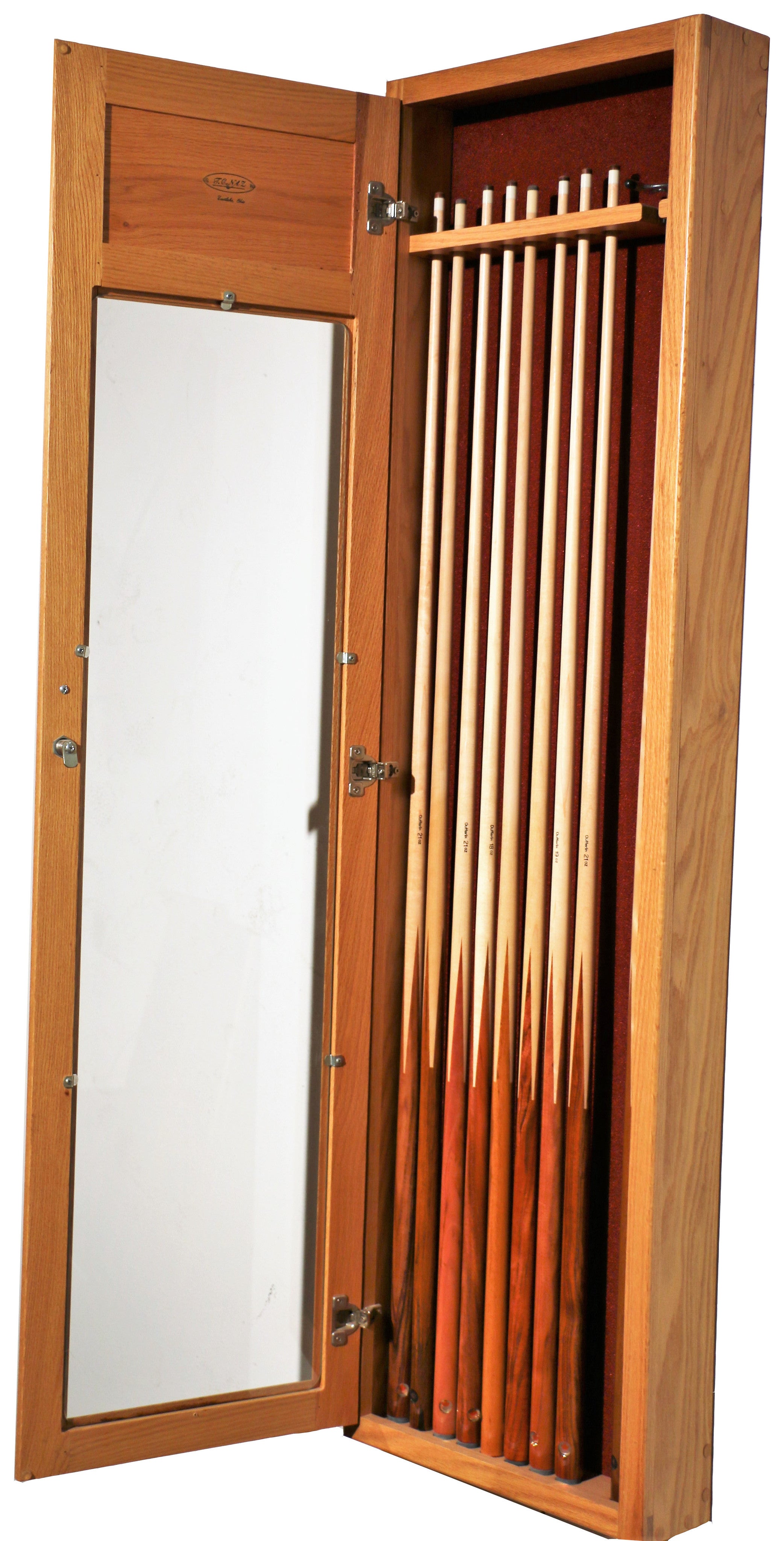 Cue cabinet w/ raised panel & glass door