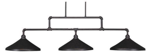 Toltec 3 Light in Dark Granite W/ Metal Shades
