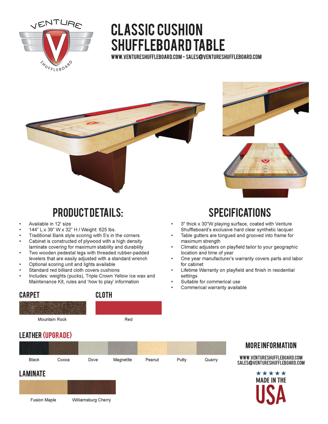 Classic Cushion Shuffleboard Table