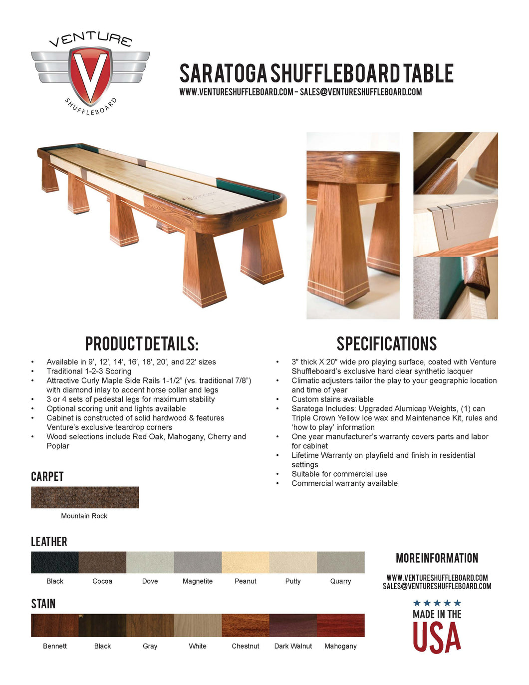 Saratoga Shuffleboard Table
