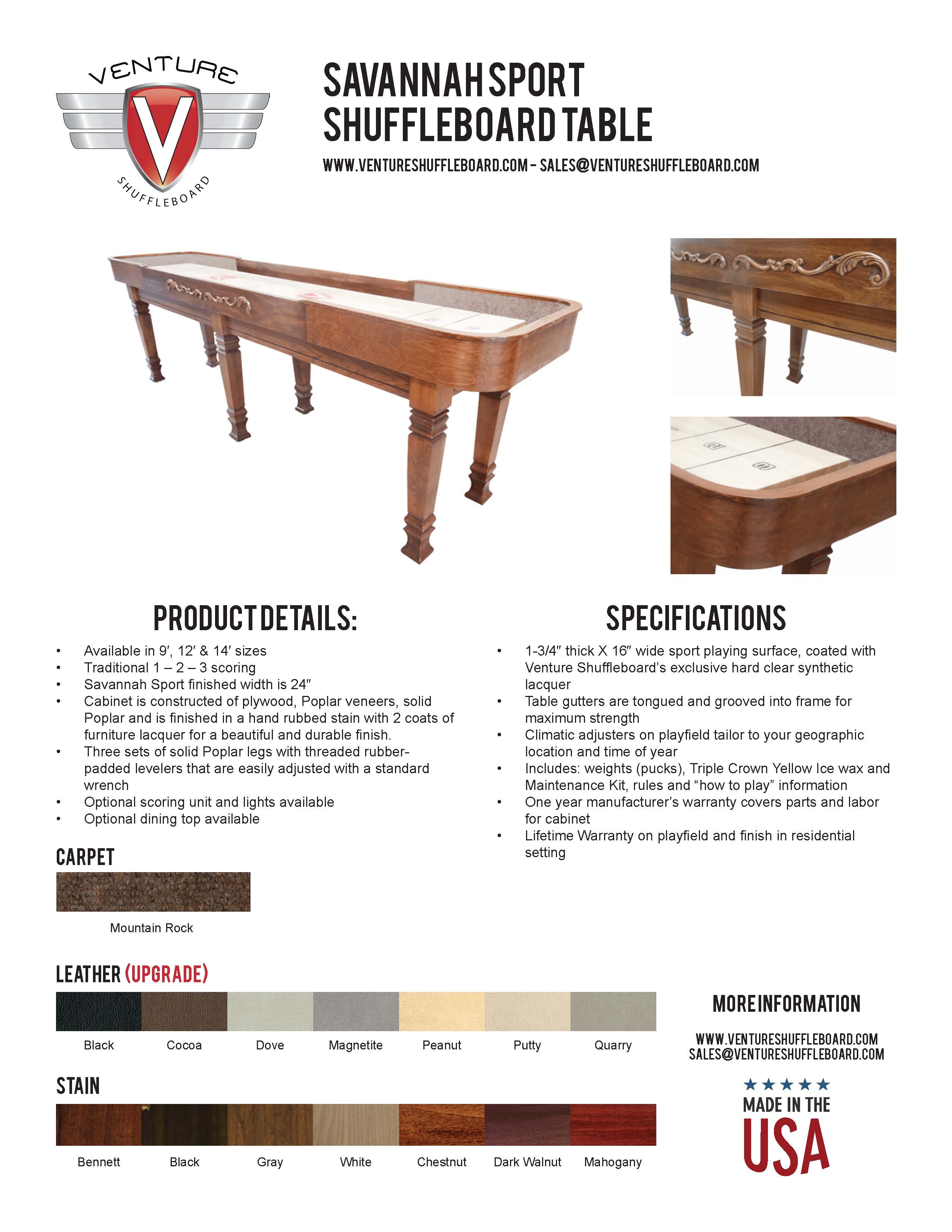 Savannah Sport Shuffleboard Table