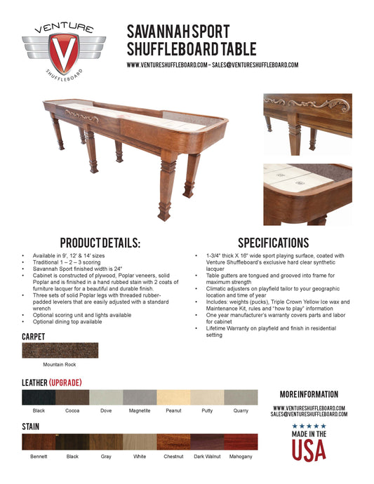 Savannah Sport Shuffleboard Table