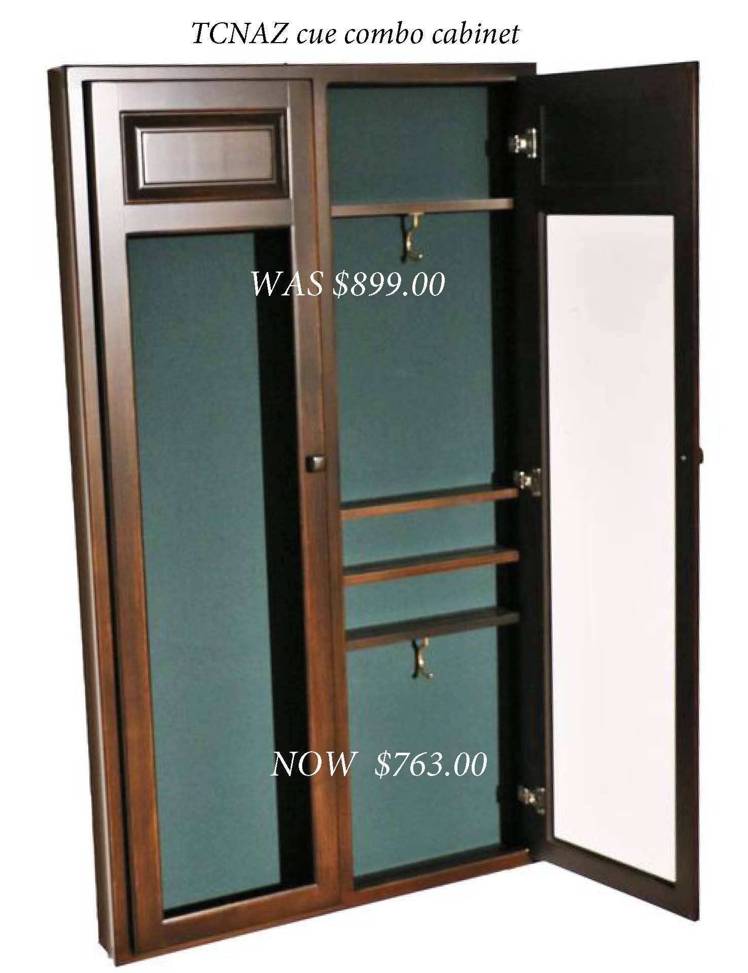 15% off all of our TCNAZ custom dart and billiard cabinets.